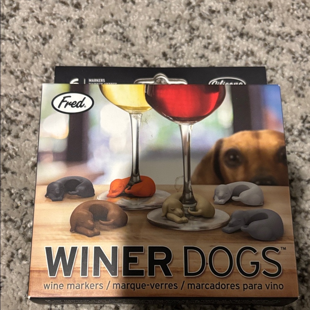 Fred Winer Dogs Wine charms- Colorful Set